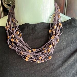 Elegant Purple and Brown Beaded Necklace